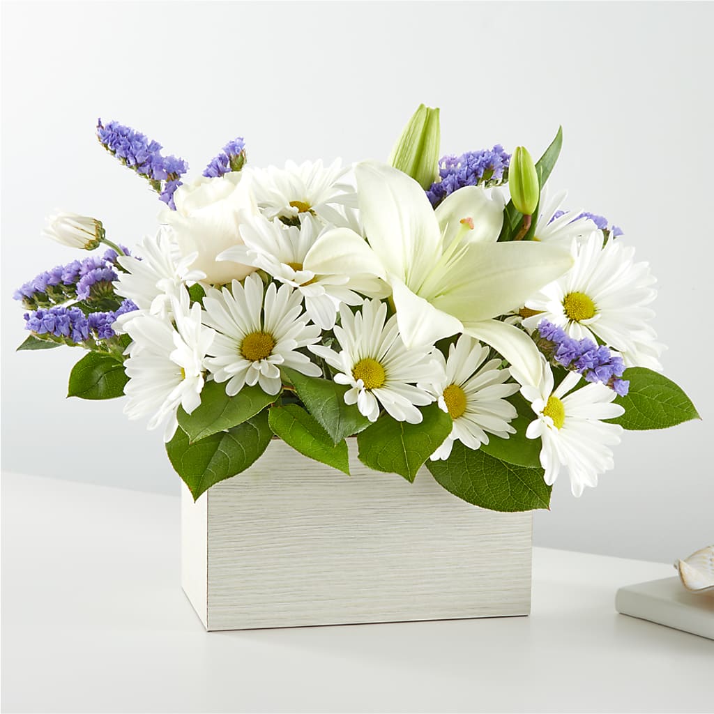 Beyond Blue Box Bouquet – Gilberts Flowers, Fenwick ON