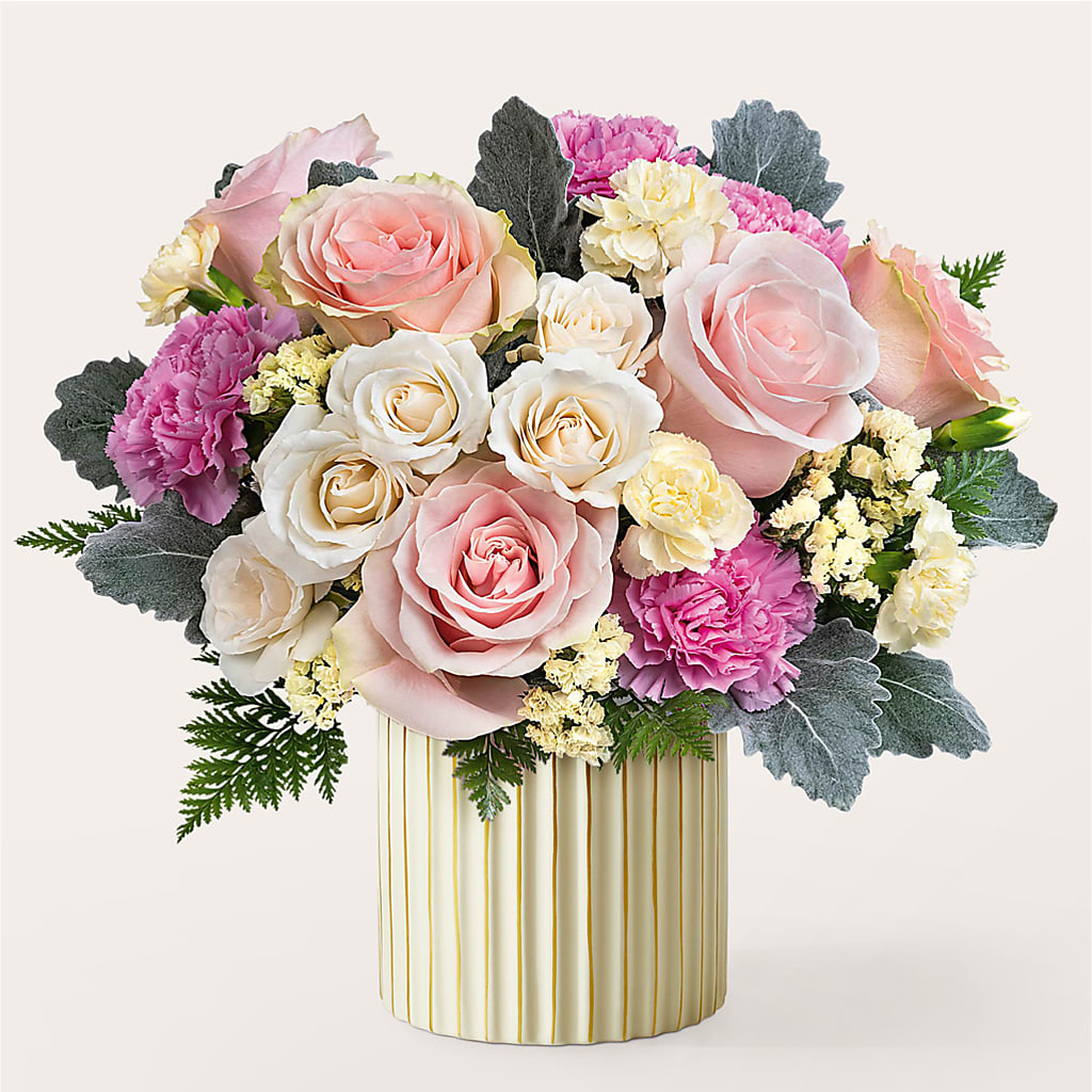 Blissful Moments Bouquet with Ivory Vase – Gilberts Flowers, Fenwick ON