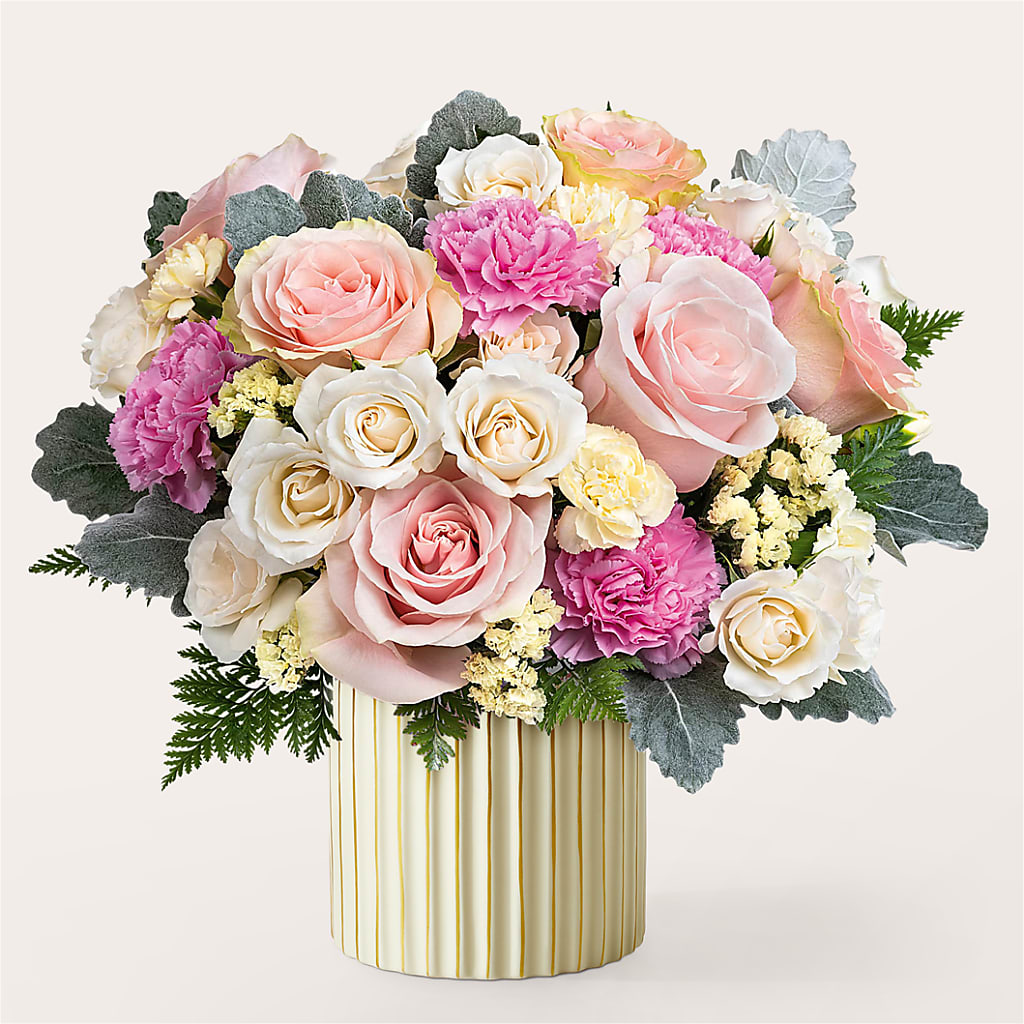 Blissful Moments Bouquet with Ivory Vase – Gilberts Flowers, Fenwick ON