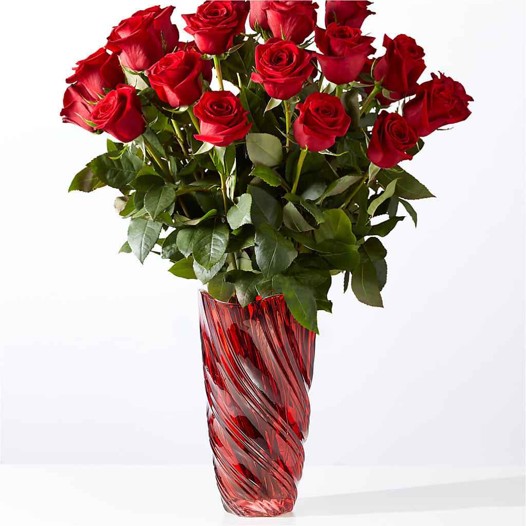Classic Love Red Rose Bouquet with Luxe Swirl Vase – Gilberts Flowers, Fenwick ON