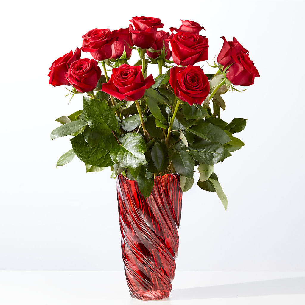 Classic Love Red Rose Bouquet with Luxe Swirl Vase – Gilberts Flowers, Fenwick ON