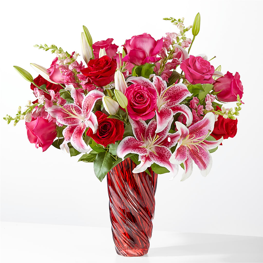 Always You Bouquet with Luxe Swirl Vase – Gilberts Flowers, Fenwick ON