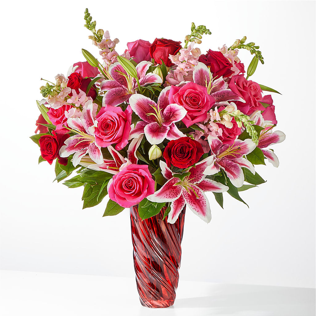 Always You Bouquet with Luxe Swirl Vase – Gilberts Flowers, Fenwick ON