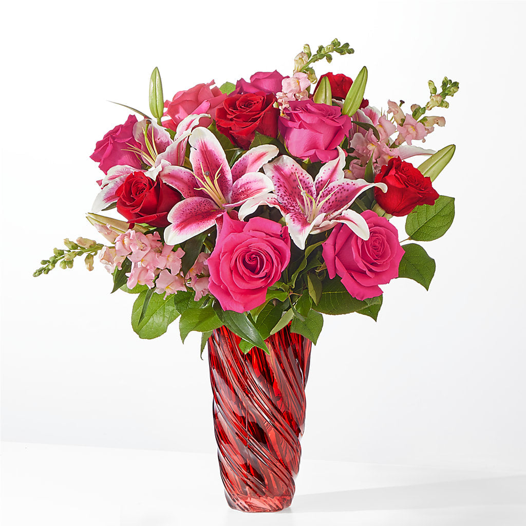 Always You Bouquet with Luxe Swirl Vase – Gilberts Flowers, Fenwick ON