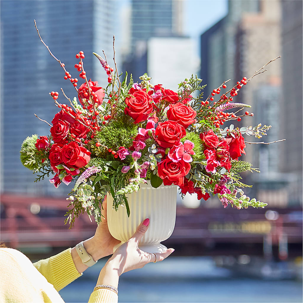 Big Red Bow Bouquet –  Gilberts Flowers, Fenwick ON