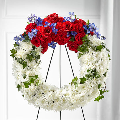Patriotic Passion Wreath –  Gilberts Flowers, Fenwick ON