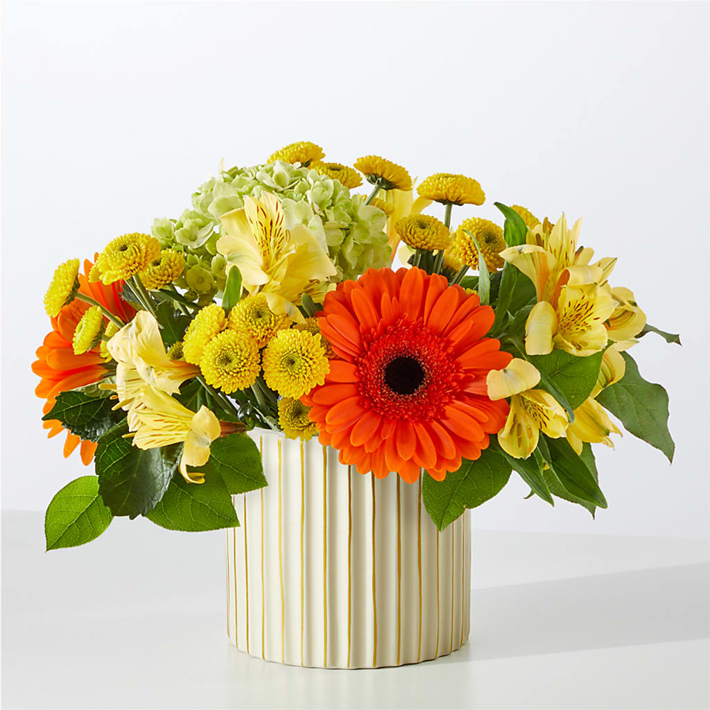 Autumn Sunshine Bouquet with Ivory Vase –  Gilberts Flowers, Fenwick ON