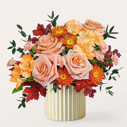 Spiced Latte Bouquet with Ivory Vase –  Gilberts Flowers, Fenwick ON