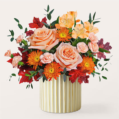 Spiced Latte Bouquet with Ivory Vase –  Gilberts Flowers, Fenwick ON