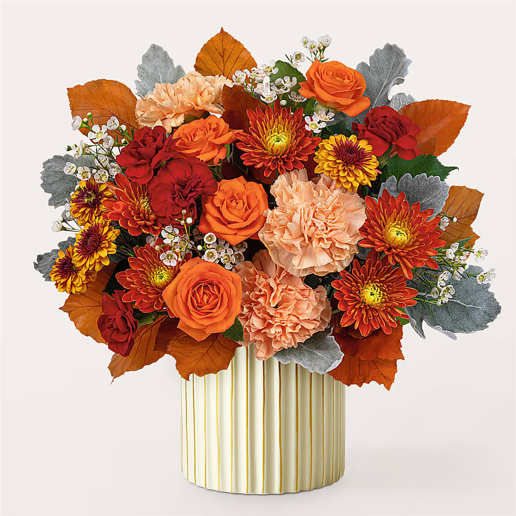 Merlot Bouquet with Ivory Vase –  Gilberts Flowers, Fenwick ON